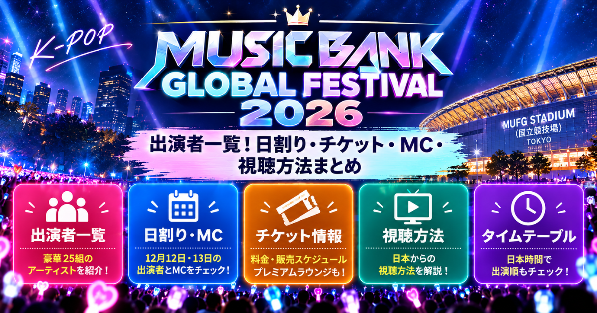 Music Bank Global Festival 2026出演者一覧！日割りチケットMC視聴方法まとめ